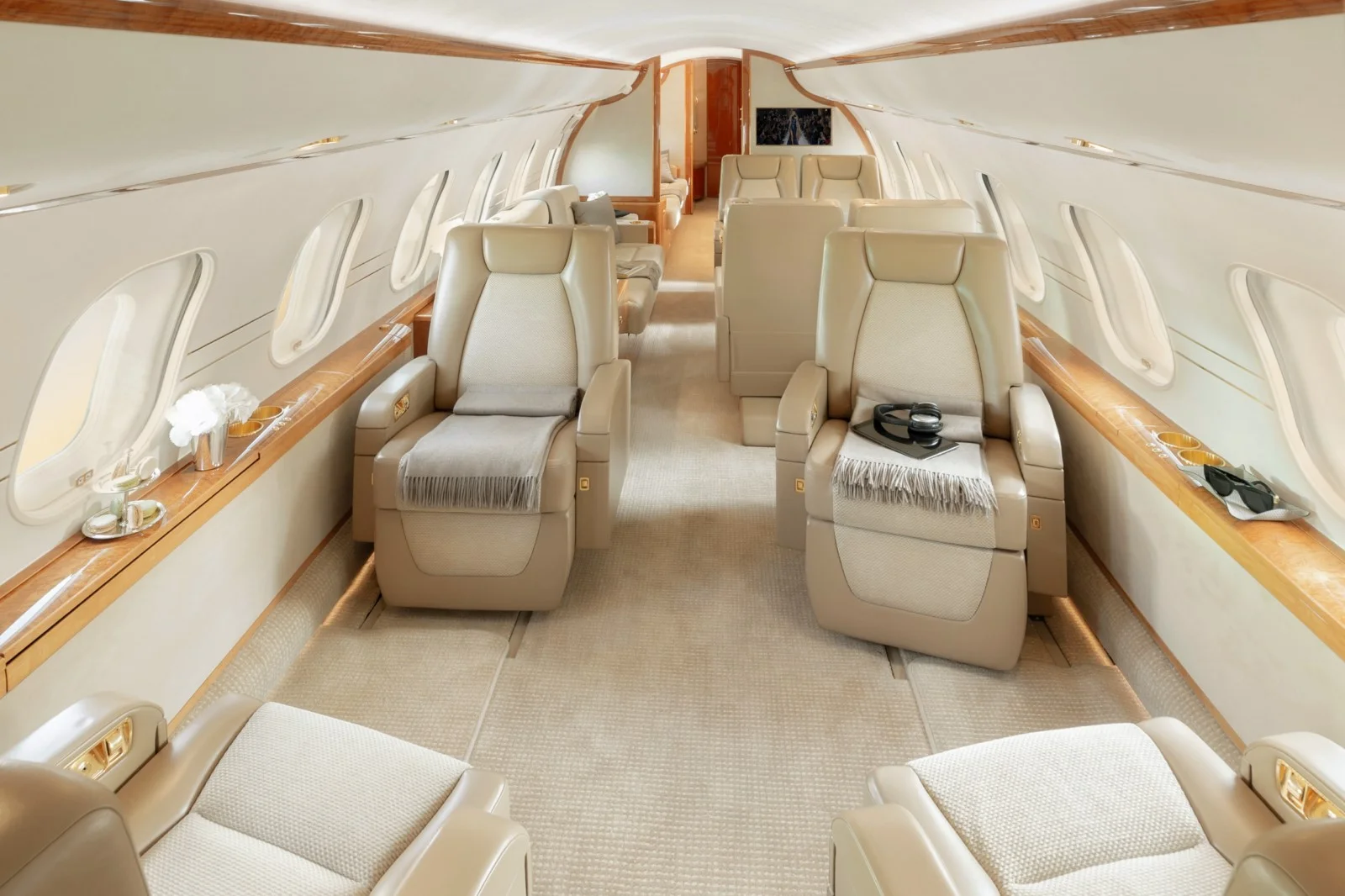 Aircraft carpet illuminated by sunlight