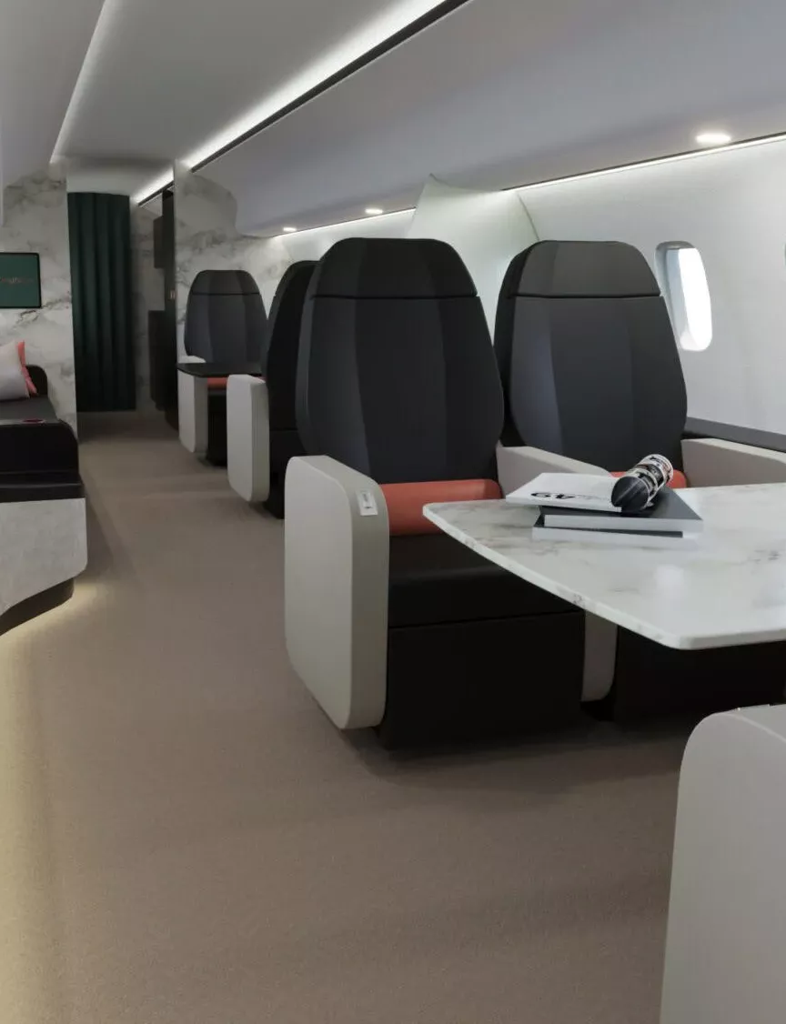 Luxury aircraft carpet with intricate design