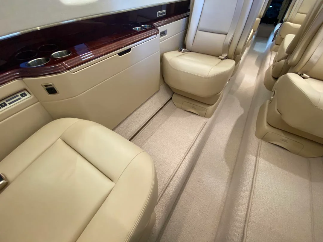 Image showing the contrast between old and new upholstery in an aircraft.
