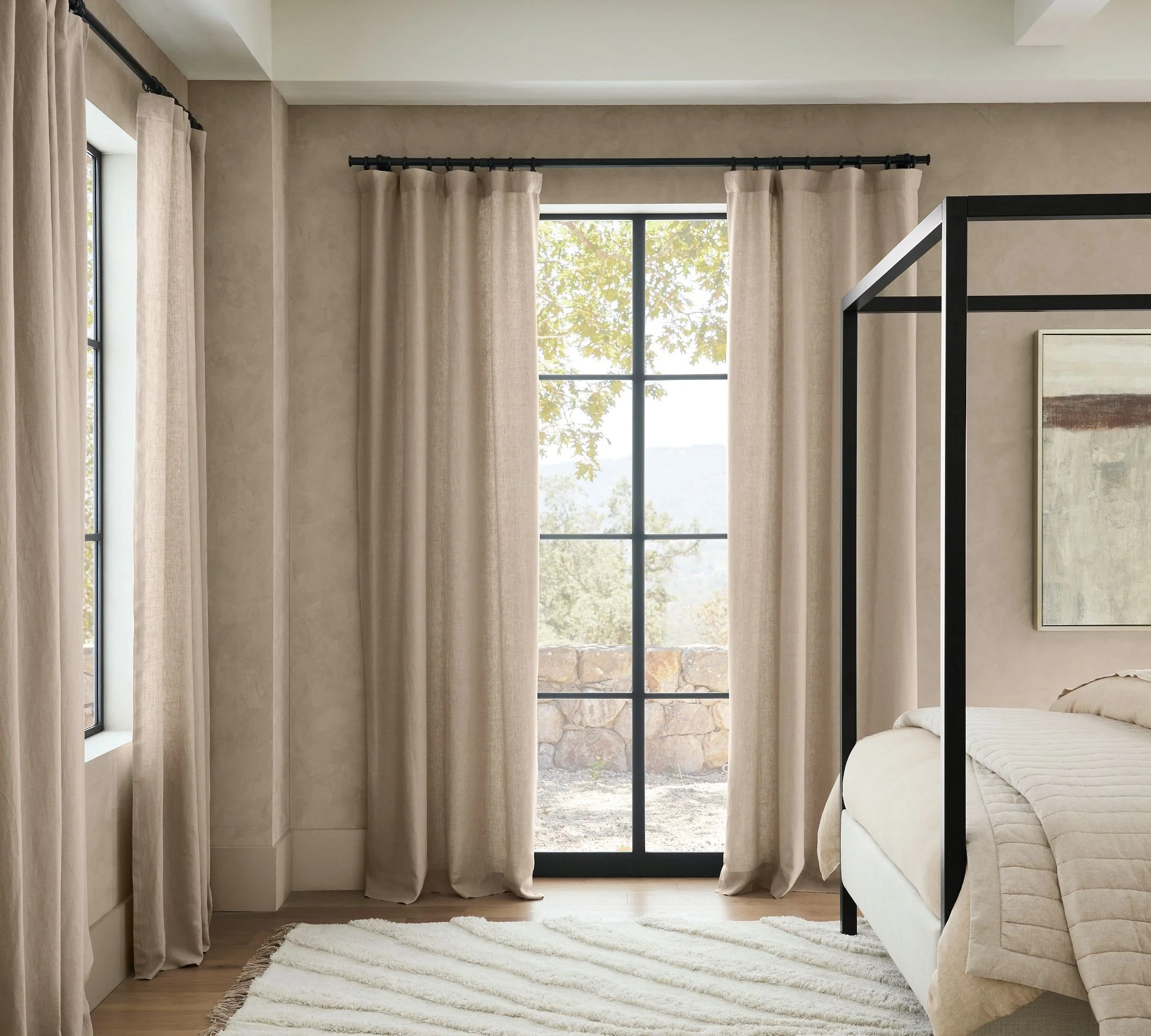 Light filtering sheer white curtains