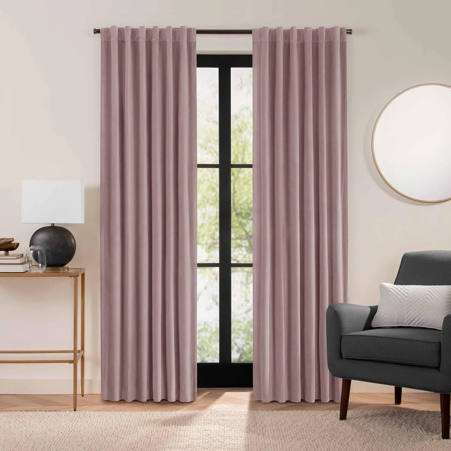 Geometric patterned curtains in bold colors