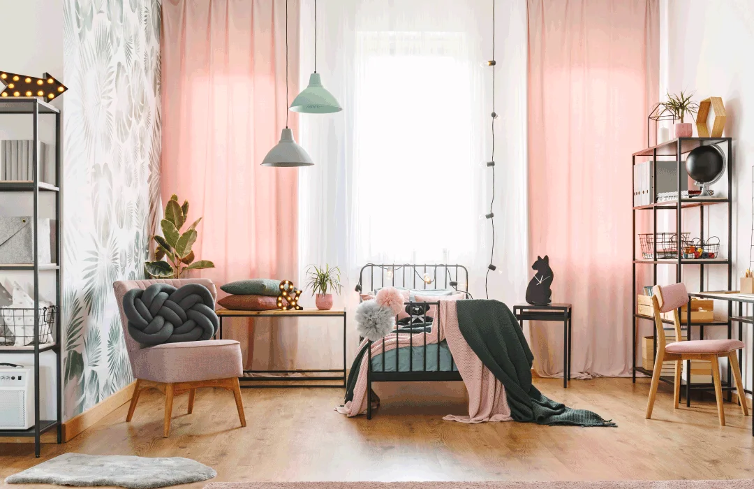 Create privacy and ambiance with curtains.