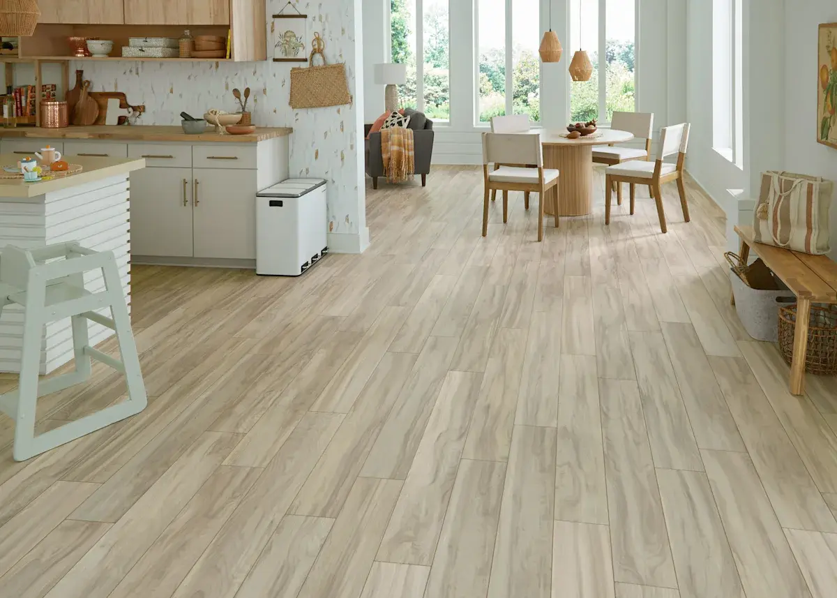 Industrial style flooring with exposed concrete