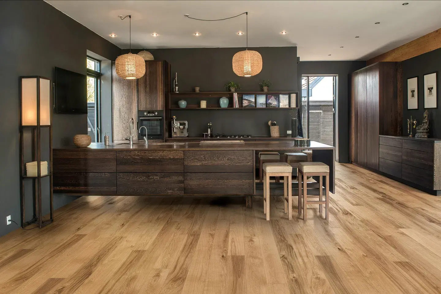 Close-up of laminate flooring plank