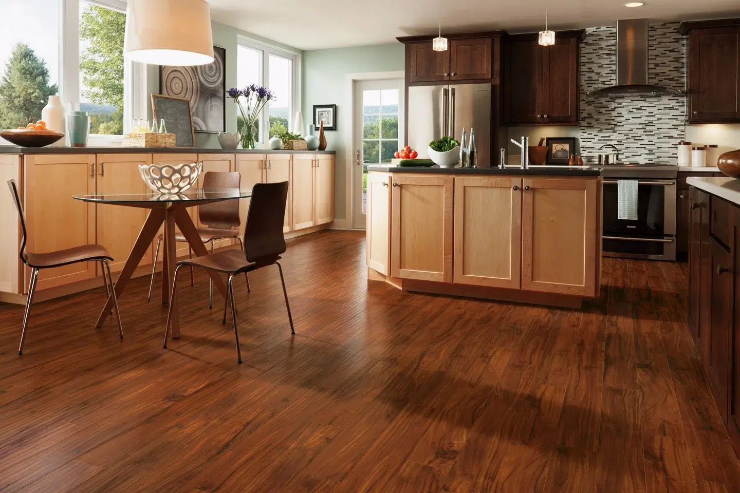 Black and white patterned linoleum floor