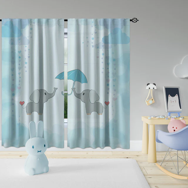 Colorful curtains with playful patterns