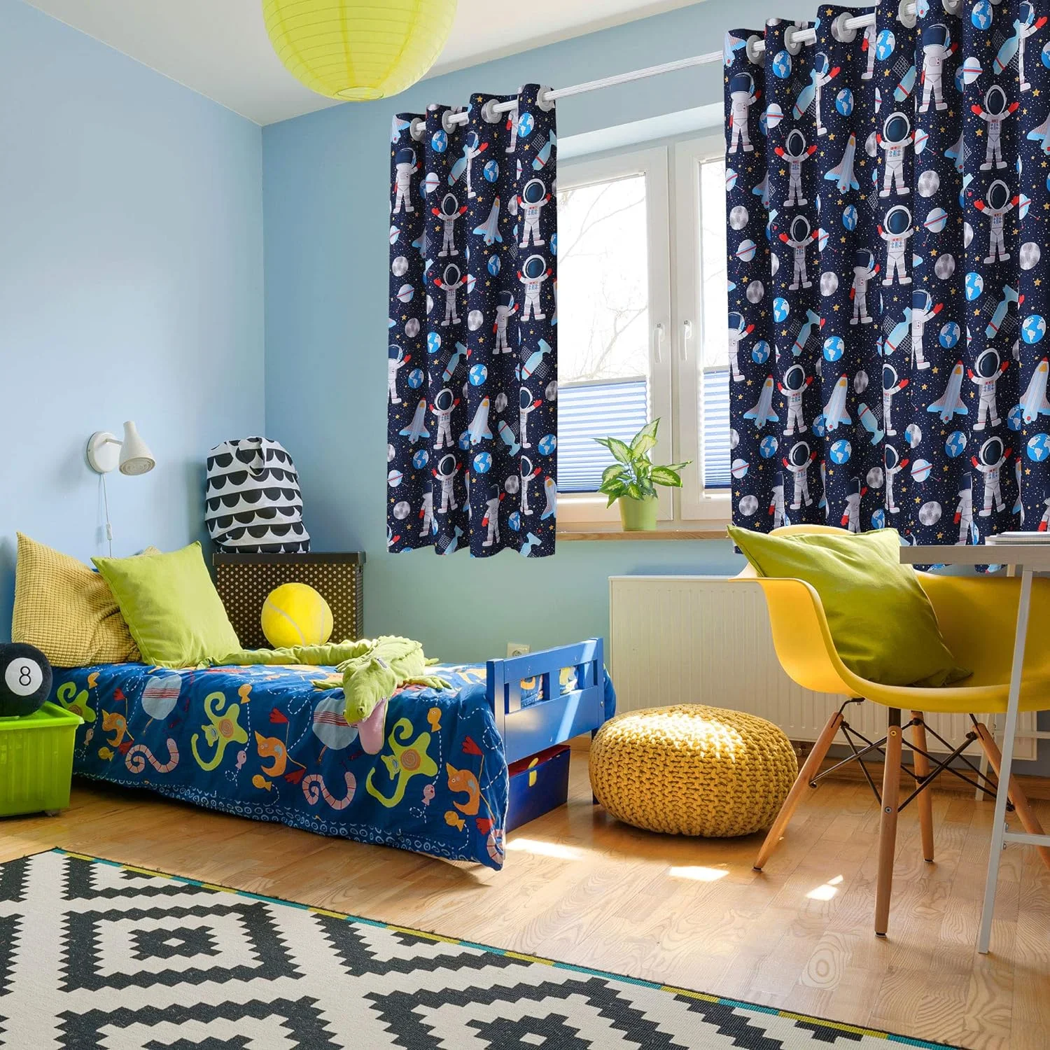 Blackout curtains with a starry night design
