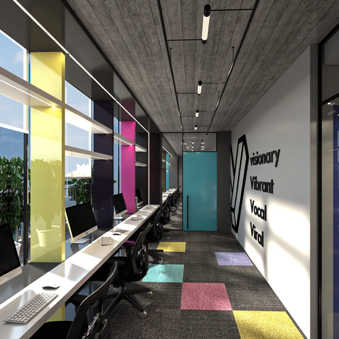 Photo showcasing a large carpet in a spacious office setting