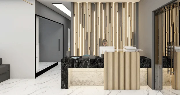 Classic design with office counters.