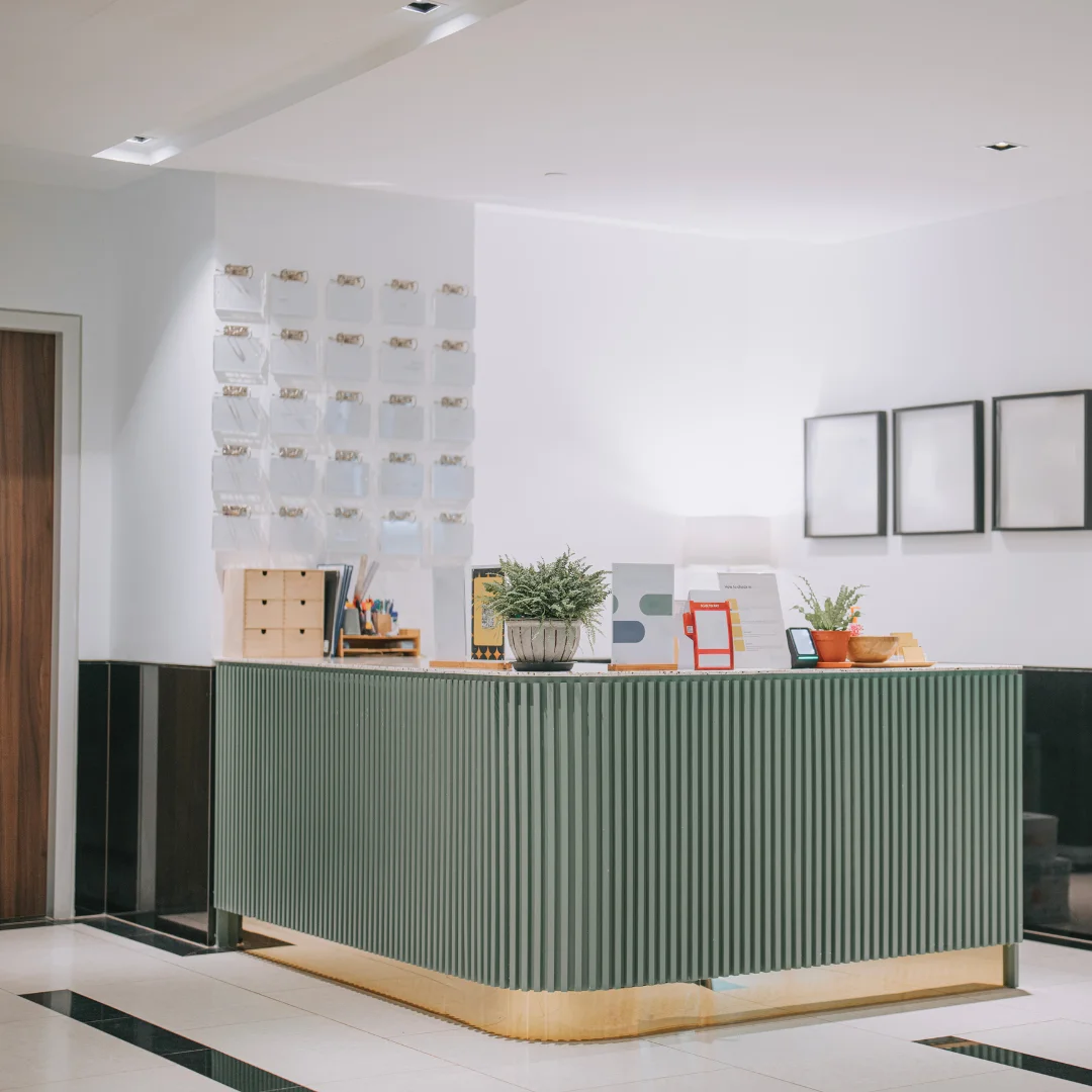 Create an organized workspace with office counters.