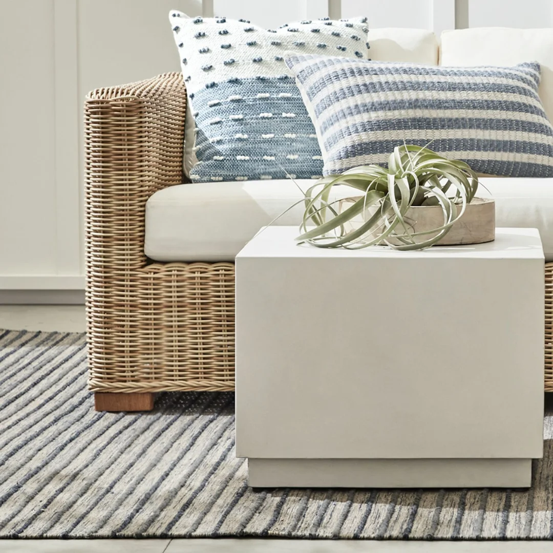  A patterned carpet enhancing a patio's look.