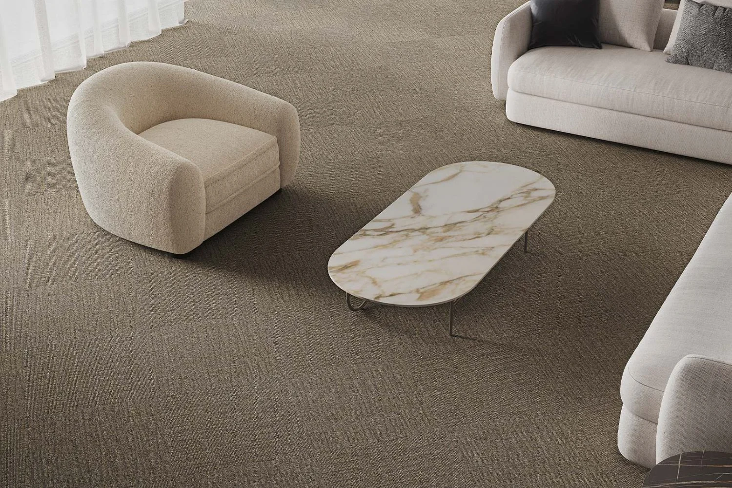 Close-up of soundproof carpet fibers